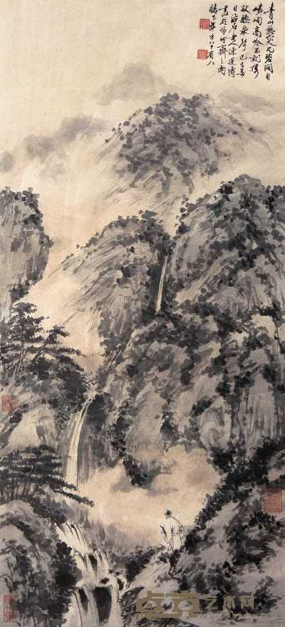 陈连涛 倚仗登高图 立轴 44×100cm